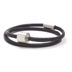 Smooth Black Leather Bracelet